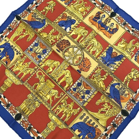 HERMES Petit Carre - Navy Yellow Multi Scarf 126-072325 - Picture 1 of 5